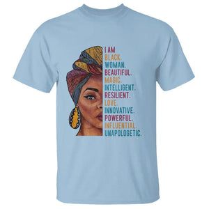 Afro Woman T Shirt Beautiful Magic TS01 Light Blue Printyourwear