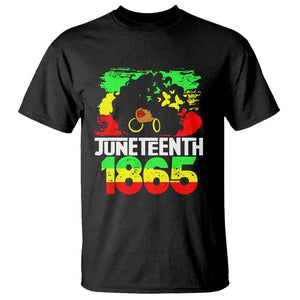 Afro Woman T Shirt Juneteenth 1865 Black Pride TS01 Black Printyourwear