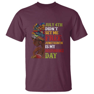 Afro Woman T Shirt Juneteenth is My Independence Day Not July 4th TS01 Maroon Printyourwear