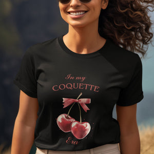 In My Coquette Era T Shirt Red Bow Cherry TS02 Printyourwear