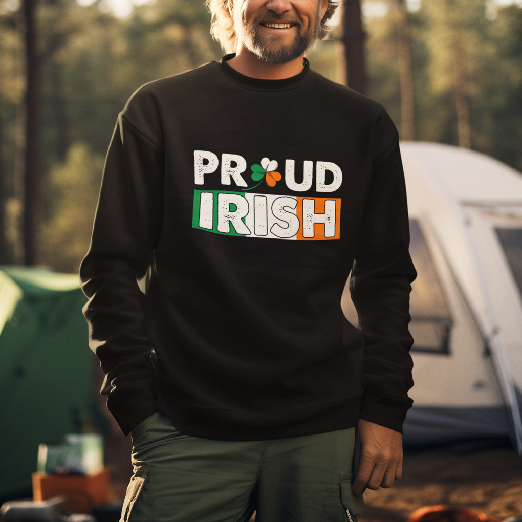 Proud Irish St. Patricks Day Sweatshirt Shamrock Lucky Charm Ireland Flag TS02 Printyourwear