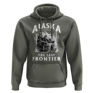 Alaska Hoodie The Last Frontier Vintage Bear Home TS09 Military Green Print Your Wear