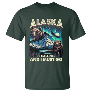 Alaska Is Calling And I Must Go Aurora Beer Home T Shirt TS09 Dark Forest Green Print Your Wear