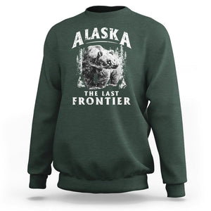 Alaska Sweatshirt The Last Frontier Vintage Bear Home TS09 Dark Forest Green Print Your Wear