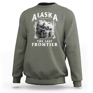 Alaska Sweatshirt The Last Frontier Vintage Bear Home TS09 Military Green Print Your Wear