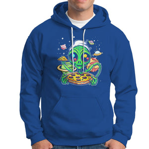 Alien Eating Pizza Outer Space With Planet UFO Hoodie TS09 Royal Blue Printyourwear