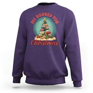 All Booked For Christmas Book Christmas Tree Bookaholic Sweatshirt TS09 Purple Printyourwear