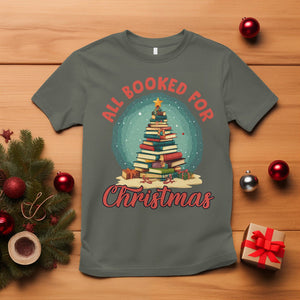 All Booked For Christmas Book Christmas Tree Bookaholic T Shirt TS09 Military Green Printyourwear