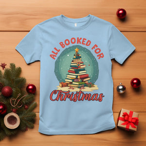 All Booked For Christmas Book Christmas Tree Bookaholic T Shirt TS09 Light Blue Printyourwear