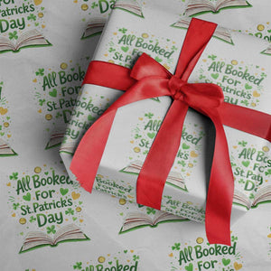 All Booked For St Patricks Day Wrapping Paper Roll Irish Bookworm Gift TS12 White Print Your Wear