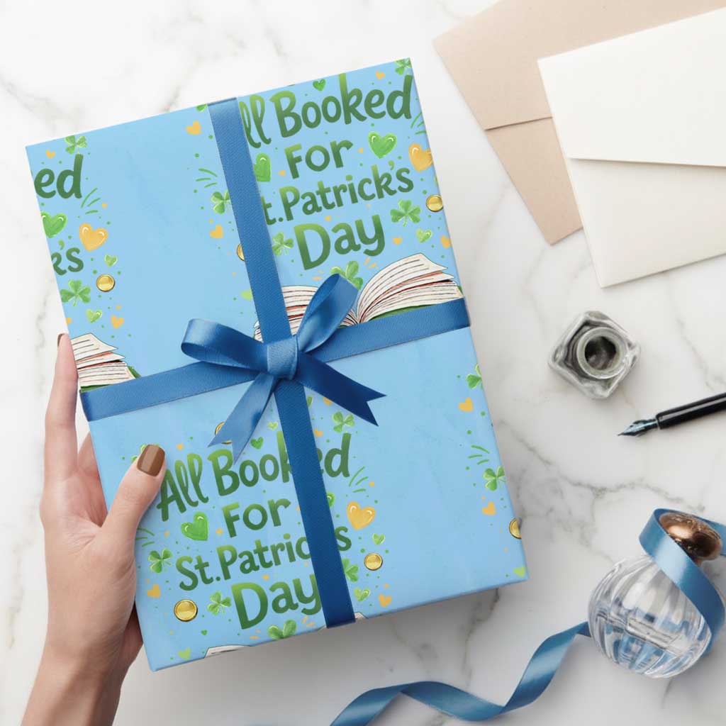 All Booked For St Patricks Day Wrapping Paper Roll Irish Bookworm Gift TS12 Light Blue Print Your Wear