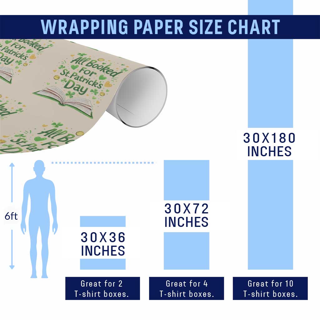 All Booked For St Patricks Day Wrapping Paper Roll Irish Bookworm Gift TS12 Print Your Wear