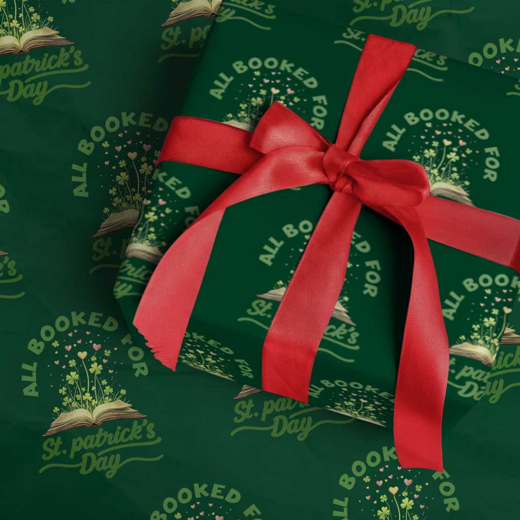 All Booked For St Patricks Day Wrapping Paper Roll Irish Reader Gift TS12 Green Print Your Wear