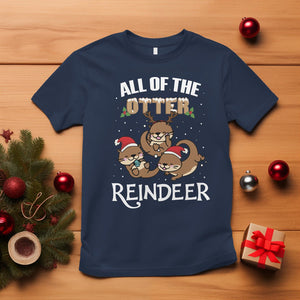 All of the Otter Reindeer Cute Christmas T Shirt TS09 Navy Printyourwear