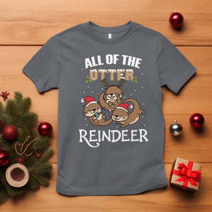 All of the Otter Reindeer Cute Christmas T Shirt TS09 Charcoal Printyourwear