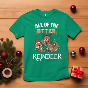 All of the Otter Reindeer Cute Christmas T Shirt TS09 Irish Green Printyourwear