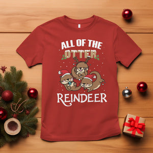 All of the Otter Reindeer Cute Christmas T Shirt TS09 Red Printyourwear