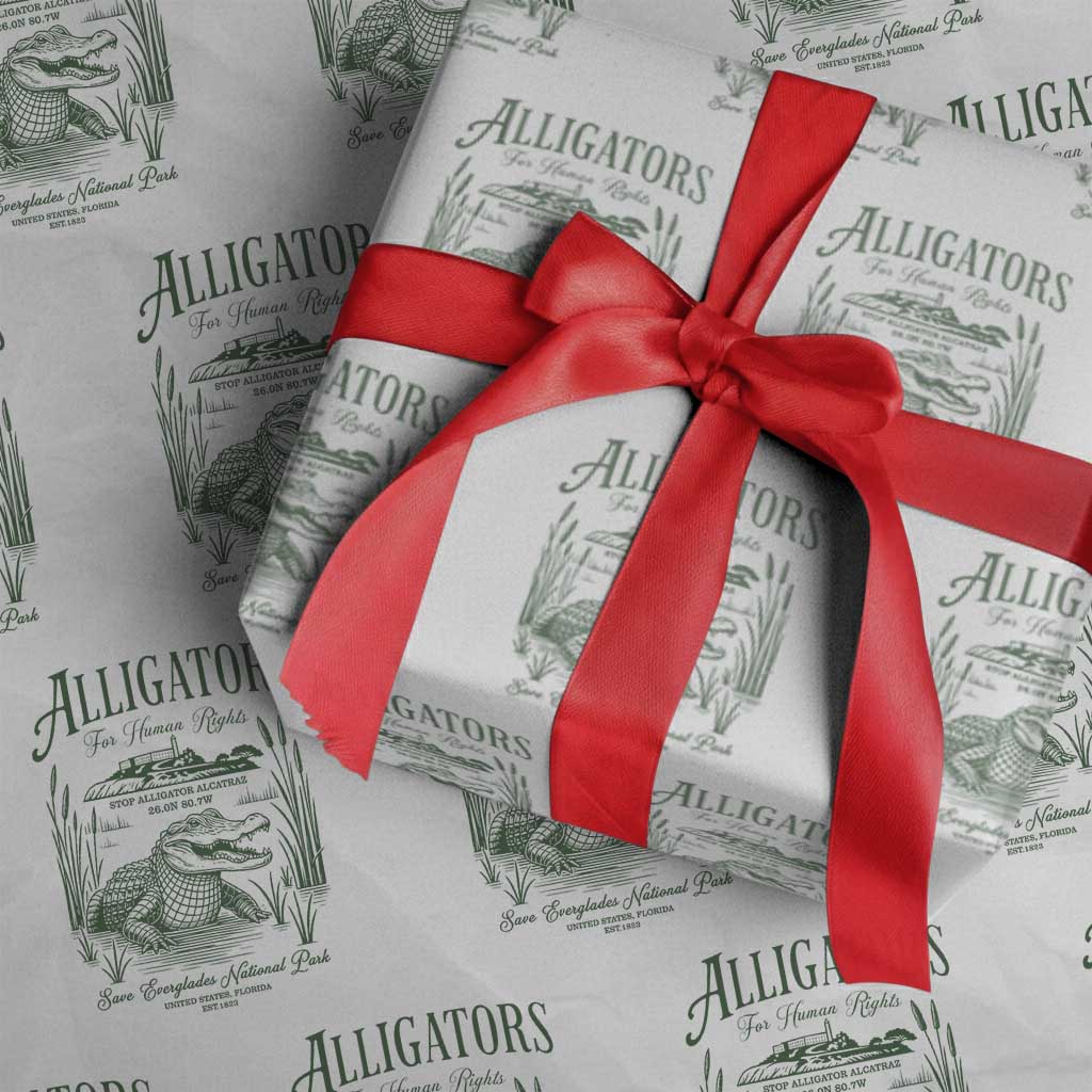 Alligators for Human Rights Wrapping Paper Roll Save Everglades Alcatraz TS02 White Print Your Wear