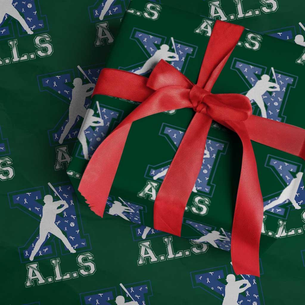 ALS Awareness Wrapping Paper Roll Baseball Strike Out ALS Support TS10 Green Print Your Wear