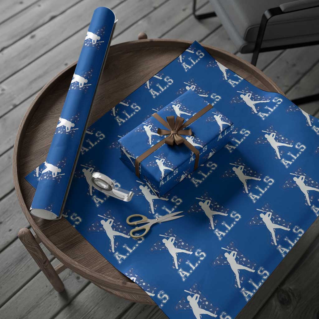 ALS Awareness Wrapping Paper Roll Baseball Strike Out ALS Support TS10 Blue Print Your Wear