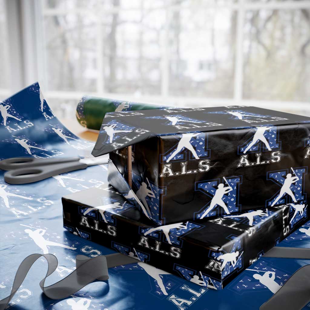 ALS Awareness Wrapping Paper Roll Baseball Strike Out ALS Support TS10 Black Print Your Wear