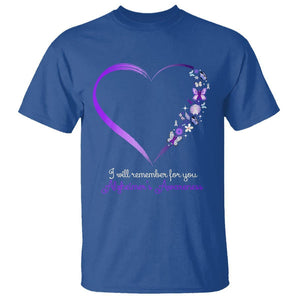 Alzheimer's And Brain Awareness T Shirt I Will Remember For You Daisy Flower Butterfly TS11 Royal Blue Print Your Wear