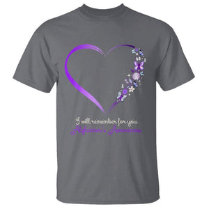 Alzheimer's And Brain Awareness T Shirt I Will Remember For You Daisy Flower Butterfly TS11 Charcoal Print Your Wear