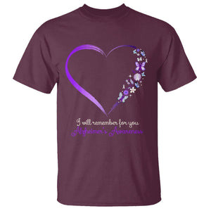 Alzheimer's And Brain Awareness T Shirt I Will Remember For You Daisy Flower Butterfly TS11 Maroon Print Your Wear