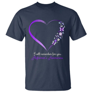 Alzheimer's And Brain Awareness T Shirt I Will Remember For You Daisy Flower Butterfly TS11 Navy Print Your Wear