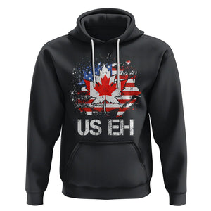 America Canada Hoodie Funny US EH Maple Leaf Canadian American Flag Canada's Day TS02 Black Printyourwear