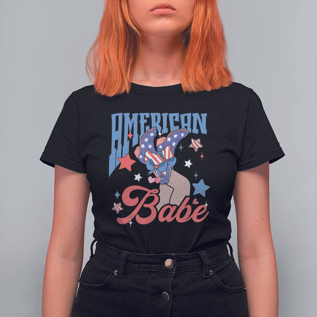 American Babe T Shirt For Women Cowgirl Coquette 4th Of July TS09 Black Print Your Wear