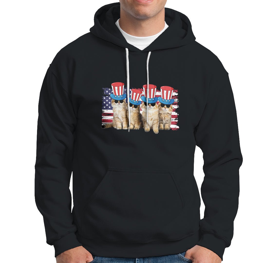 American Cat Hoodie Funny USA Patriotic Cat Happy 4th July Gifts for Cat Lovers TS02 Dark Heather Printyourwear