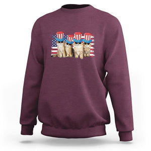 American Cat Sweatshirt Funny USA Patriotic Cat Happy 4th July Gifts for Cat Lovers TS02 Printyourwear