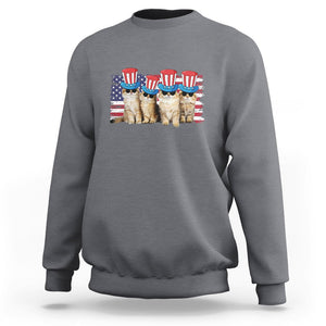 American Cat Sweatshirt Funny USA Patriotic Cat Happy 4th July Gifts for Cat Lovers TS02 Printyourwear