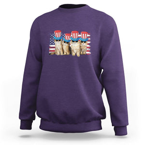 American Cat Sweatshirt Funny USA Patriotic Cat Happy 4th July Gifts for Cat Lovers TS02 Printyourwear