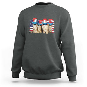 American Cat Sweatshirt Funny USA Patriotic Cat Happy 4th July Gifts for Cat Lovers TS02 Printyourwear