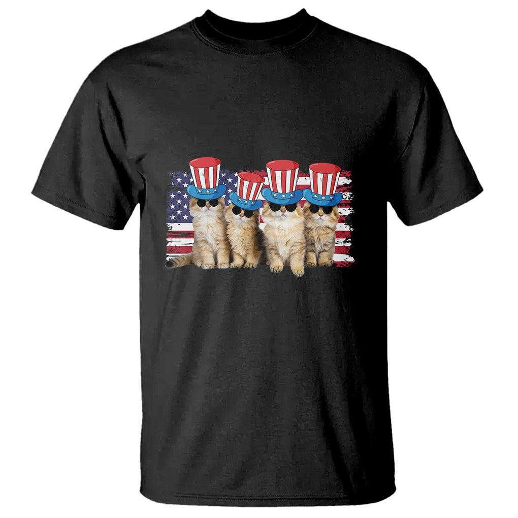 American Cat T Shirt Funny USA Patriotic Cat Happy 4th July Gifts for Cat Lovers TS02 Dark Heather Printyourwear