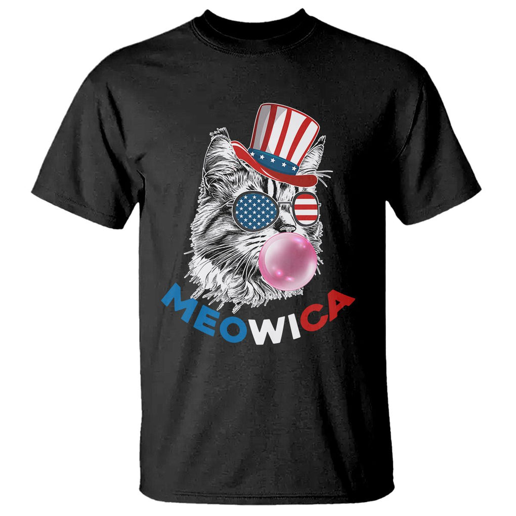 American Cat T Shirt Patriotic Cat Meowica Bubblegum 4th of July Funny Cat Lover TS02 Dark Heather Printyourwear