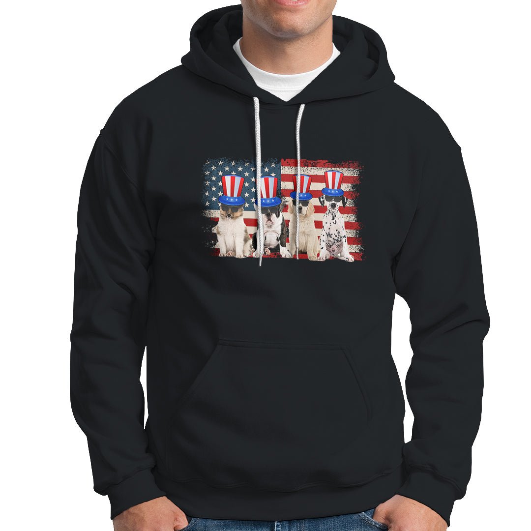 American Dog Hoodie Funny USA Patriotic Cat Happy 4th July Gifts for Dog Lovers TS02 Dark Heather Printyourwear