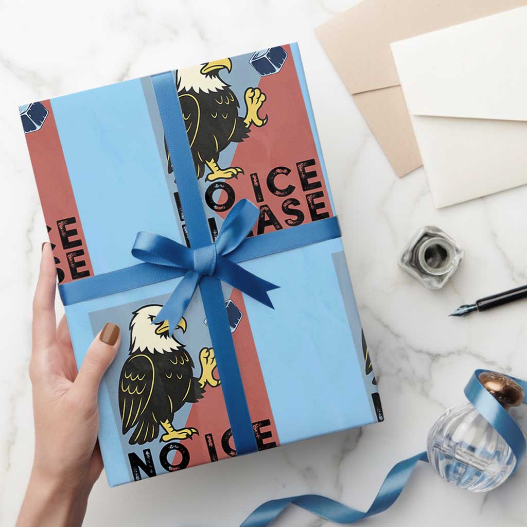 American Eagle No Ice Please Wrapping Paper Roll Minnesota Protest Support Gift TS12 Light Blue Print Your Wear