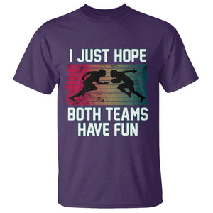 American Football Lover T Shirt Retro I Just Hope Both Teams Have Fun TS02 Purple Printyourwear