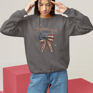 American Girly Sweatshirt Coquette Girl Vintage 4th Of July TS09 Dark Chocolate Print Your Wear