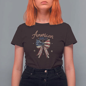 American Girly T Shirt For Women Coquette Girl Vintage 4th Of July TS09 Dark Chocolate Print Your Wear