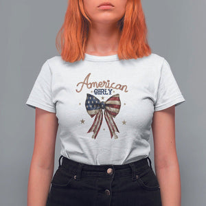 American Girly T Shirt For Women Coquette Girl Vintage 4th Of July TS09 White Print Your Wear