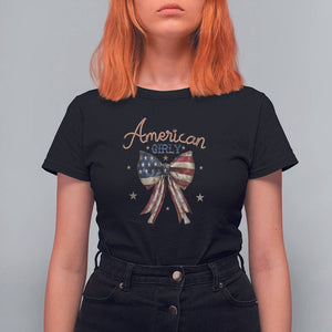 American Girly T Shirt For Women Coquette Girl Vintage 4th Of July TS09 Black Print Your Wear