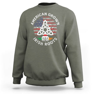 American Grown Irish Roots Ireland Flag Sweatshirt TS09 Military Green Printyourwear