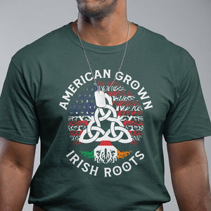 American Grown Irish Roots Ireland Flag T Shirt TS09 Dark Forest Green Printyourwear