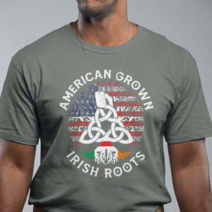 American Grown Irish Roots Ireland Flag T Shirt TS09 Military Green Printyourwear