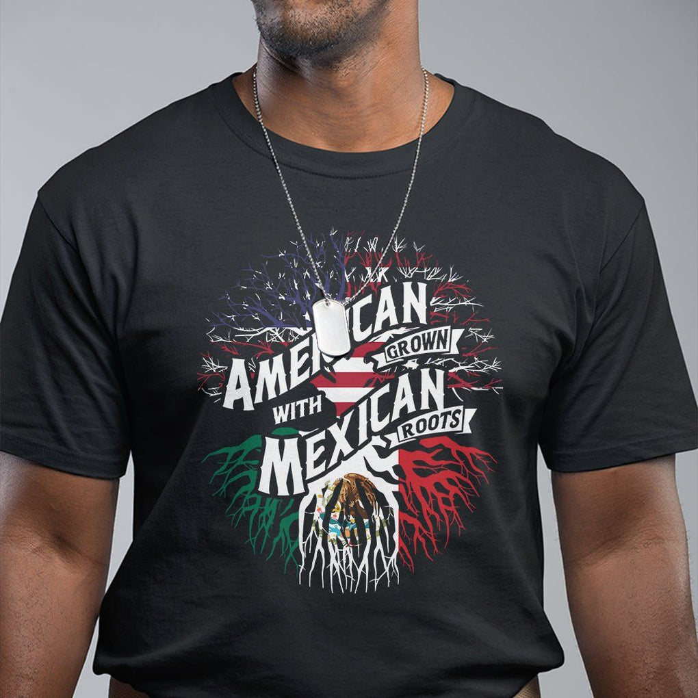 American Grown With Mexican Roots T Shirt TS09 Black Printyourwear