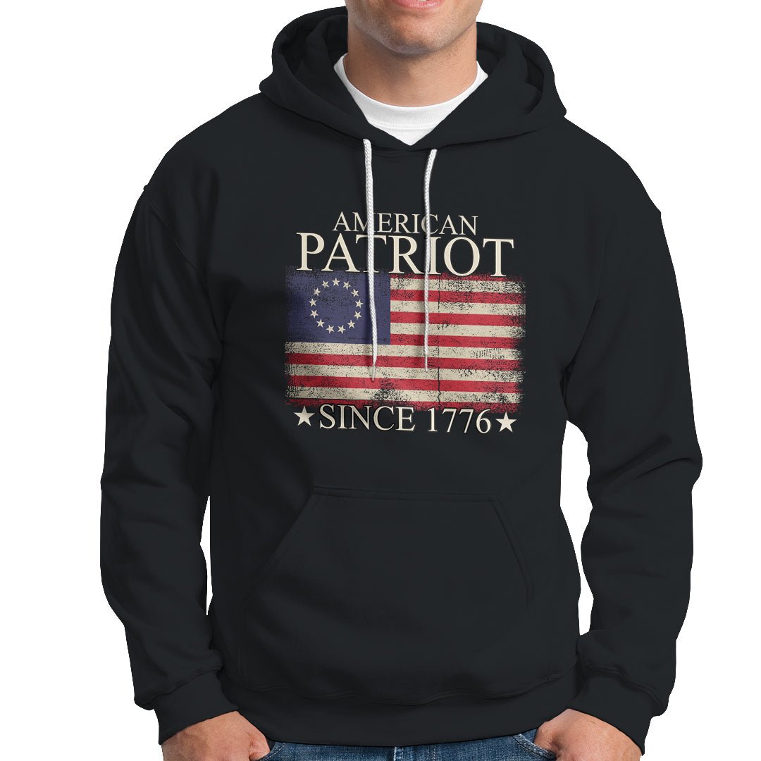 American Patriot Since 1776 Betsy Ross Flag Hoodie TS02 Dark Heather Printyourwear